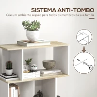 HOMCOM Estante para Livros Estilo Nórdico Estante com 5 Prateleiras Anti-Tombo Carga 25 kg 70x29,5x163 cm Branco e Madeira(m-6)