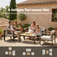 Outsunny Tuinmeubelset aluminium zitgroep voor 4 personen waterafstotend extra diep met 2-zitsbank, 2 fauteuils en bijzettafel(m-9)