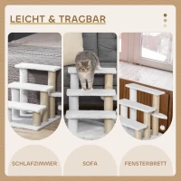 PawHut Luxe Huisdiertrap met Speelbal en Krabfunctie, Wit(m-7)