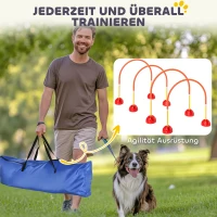 PawHut Behendigheidsset voor honden met 4 verstelbare deuren, draagtas, Geel en Oranje(m-5)