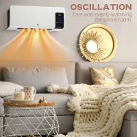 HOMCOM 2000W Wall-Mounted Heater, 18-45°C Temperature, White(m-7)