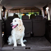 PawHut Grade de Segurança de Carro para Cães com Largura Ajustável Grade para Cães de Carro Dobrável 93-150x42 cm Preto(m-10)