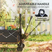 Outsunny 160L Festival Trolley on Wheels, Folding Camping Trolley Cart w/ Tailgate, 100kg Heavy Duty Garden Collapsible Folding Wagon w/Adjustable Handle, Carry Bag for Beach Picnic, Black and Orange(m-8)