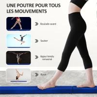SPORTNOW Poutre gymnastique pliable 210 cm en velours, poutre d'équilibre avec fond antidérapant, pour adolescents et adultes, bleu(m-7)