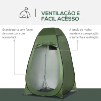 Outsunny Tenda de Duche Tenda de Privacidade Portátil com 1 Gancho Bolso Bolsa de Transporte e UV20+ 126x124x189 cm Verde(m-4)