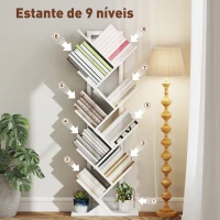 HOMCOM Estante em Forma de Árvore de 9 Níveis Estante de Livros com 9 Prateleiras e Estrutura de Aço 50x24x136 cm Branco(m-4)