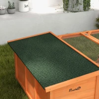 PawHut Rabbit Hutch Outdoor Guinea Pig Hutch with Run Small Animal Off-ground Duck House Hideaway Garden with Openable Roof 125.5 x 100 x 49cm Orange(m-8)