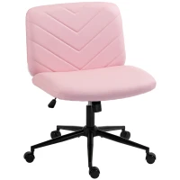 HOMCOM Home Office Desk Chair Height Adjustable Swivel Chair Cross Legged Wide Seat Swivel Wheels Pink(m-15)