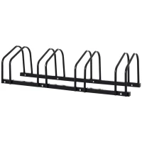 HOMCOM Rastrelliera Portabiciclette Parcheggio per 4 Biciclette in Acciaio, 110x33x27 cm, Nero(m-1)