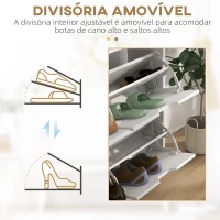 HOMCOM Sapateira para 16 Pares de Sapatos com 4 Gavetas e Prateleiras Ajustáveis 95x26x95 cm Branco(m-6)