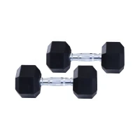 HOMCOM Rubber Dumbbell Sports Hex Weights Sets Home Gym Fitness Hexagonal Dumbbells Kit Weight Lifting Exercise (2 x 10kg)(m-10)