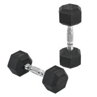 HOMCOM Conjunto de Halteres Hexagonais 2 x 5 kg Conjunto de Pesos com Barras de Conexão Kit de Treino de Fitness(m-11)