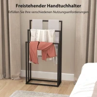 HOMCOM Handdoekhouder Staand Handdoekrek met 3 stangen, handdoekladder van staal 45 x 21,5 x 85 cm(m-4)