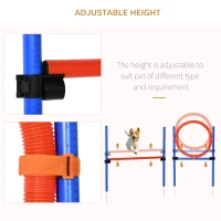 PawHut Dog Agility Equipment, Pet Agility Training Set with Weave Poles, Adjustable Hurdle, Jump Ring, Carry Bag, Dog Indoor Outdoor Games for Play, Run, Jump, Obedience(m-5)