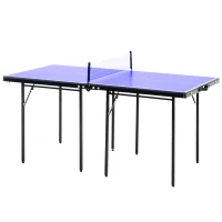 HOMCOM Folding 5ft Mini Compact Table Tennis Top Ping Pong Table Set Professional Net Games Sports Training Play Blue(m-10)