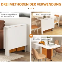 HOMCOM Uitklapbare Uitschuifbare Eettafel, Mobiel, Modern Ontwerp, 120 cm x 80 cm x 73 cm, Teak + Wit(m-4)