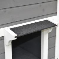 PawHut Cuccia per Gatti Rialzata con Balconcino e Tetto Impermeabile da Giardino Legno 115x66.5x74.7cm Grigio(m-7)