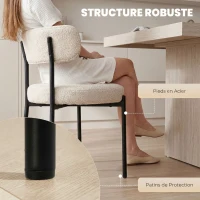 HOMCOM Lot de 4 Chaises Salle à Manger Chaises de Cuisine Rembourrées en Tissu Bouclette Dossier Incurvé Pieds en Acier Beige(m-6)