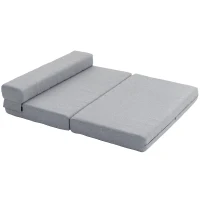 HOMCOM 2-in-1 Bodemsofa – Opklapbaar Slaapbankje voor 2 Personen, Met Linnenlook, Comfortabel en Stevig tot 250 kg, Voor Woonkamer of Slaapkamer, Grijs(m-1)