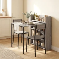 HOMCOM Kitchen Table, Folding Dining Table, with 4-Tier Shelves, Modern Drop-Leaf Table, Grey Wood Effect(m-9)