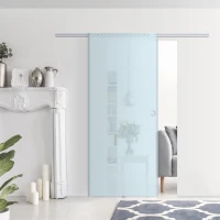 HOMCOM Porte Scorrevoli in Vetro Satinato da Interni con Binario B3 in Alluminio per Bagno Cucina Studio 205x90x0,8cm(m-7)