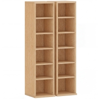 HOMCOM Set of 2 CD Media Display Shelf Unit Tower Rack with Adjustable Shelves, Natural