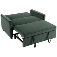 HOMCOM 2 Seater Sofa Bed, 3-in-1 Convertible Pull Out Sleeper Sofa with Click-Clack Adjustable Backrest, Dark Green(m-1)