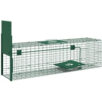 Outsunny Gabbia Trappola per Animali Piccoli con Una Porta e Maniglia, 100x25x28cm cm, Verde Scuro(m-1)