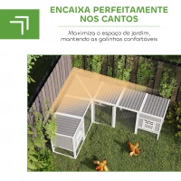 PawHut Galinheiro Grande de Madeira para Exterior em L para Canto com 2 Ninhos Recinto e Bandejas Removíveis 251x192x103 cm Cinzento(m-4)