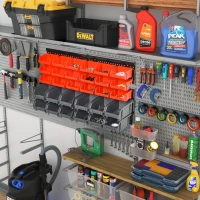 DURHAND Schappenrek, Opbergsysteem voor Werkplaats, 30 Dozen in 2 Maten, Stapelbaar, 63x18x37,5cm, Rood(m-2)
