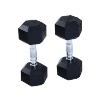 HOMCOM Rubber Dumbbell Sports Hex Weights Sets Home Gym Fitness Hexagonal Dumbbells Kit Weight Lifting Exercise (2 x 10kg)(m-6)
