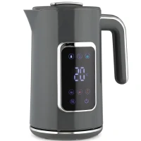 HOMCOM Electric Kettle, 1.7L Fast Boil 3000W Water Kettle with LED Display, Adjustable Temperature, Keep Warm Function, Grey(m-1)