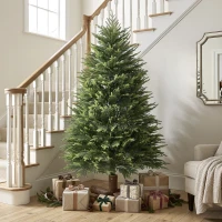 HOMCOM 5ft Artificial Christmas Tree, Hinged Xmas Tree with Realistic 513 PE & PVC Branch Tips, Fir Wood Base, Green(m-8)