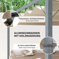 Outsunny 3 x 3 m Tuinpergola, Verstelbare Terrasoverkapping met Aluminium Frame, UPF30+ Zonbescherming, Grijs(m-5)