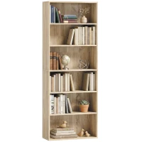 HOMCOM Six Shelf Bookcase - Oak(m-11)