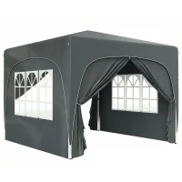 Outsunny 3 x 3m Pop-Up Gazebo Shelter, with Accessories - Dark Grey(m-1)
