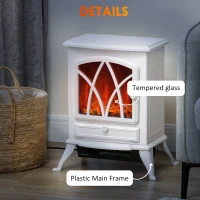 HOMCOM 1kW-2kW Vintage Electric Fireplace Heater - White(m-7)