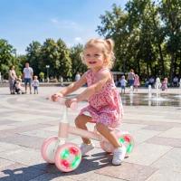 AIYAPLAY Baby Balance Bike for 1-2 Years Old, Light-up Toddler Balance Bike with Adjustable Seat, 4 Silent EVA Wheels, Pink(m-2)