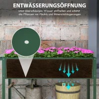 Outsunny Plantenbed Plantenbak, 1 Plank, 2 Wielen, 109 cm x 44 cm x 80 cm, Groen(m-7)
