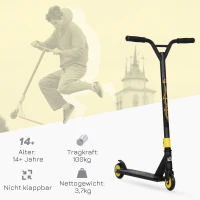 HOMCOM Pro stuntscooter, step voor freestyle tricks, aluminium, metaal, kunstleer, voor kinderen en volwassenen, goud(m-4)