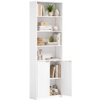 HOMCOM Bookcase Adjustable Shelf Bookshelf Anti-Tip Hardware 6-Tier, White(m-14)