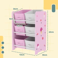 AIYAPLAY Estantería Infantil para Niños de +3 Años Estantería para Juguetes con 6 Cajas de Tela no Tejida 43x30x60 cm Rosa(m-5)