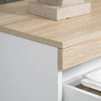HOMCOM Cassettiera 5 Cassetti Minimal in Legno, 80x40x109 cm, Bianco e color Rovere(m-7)