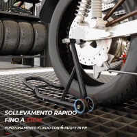 HOMCOM Cavalletto Posteriore per Moto con Tappetino Antiscivolo, Cavalletto Moto Adattatori Regolabili, 200 kg, per Pneumatici da 18", 17" e 10"(m-5)