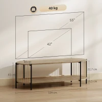 HOMCOM Móvel de TV Estilo Boémio Móvel de TV até 55 Polegadas com Detalhes em Corda de Papel e 2 Prateleiras Abertas 124x43,5x41 cm Madeira(m-3)