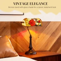 HOMCOM Tiffany-Style Rose and Butterfly Table Lamp - Multi(m-4)