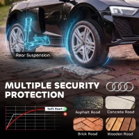 AIYAPLAY Licensed Audi R8 Spyder 12V Electric Car for Kids with Remote Control, Dual Motors, Rear Suspension, Soft Start, Black(m-6)