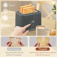 HOMCOM Digital Stainless Steel Kettle and Toaster Set, 1.5L 3000W Fast Boil Kettle, 2 Slice Toaster with 7 Level Browning Controls, Defrost, Reheat, Keep Warm, Crumb Tray and LED Touch Display, Grey(m-5)