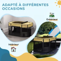 PawHut Parc pliable pour animaux de compagnie parc pour chiots en tissu Oxford avec fenêtres et portes sac de rangement jaune(m-7)