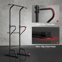 HOMCOM Power Tower Dip Station Pull Up Bar Multi-Function Push Up Equipment with Adjustable Height for Home Gym Strength Training Workout Fitness(m-7)